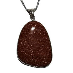 Semi Precious Stone Jewellery: Brown Goldstone Pendant