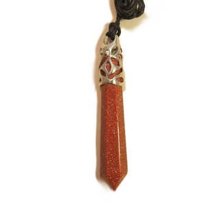 Semi Precious Stone Jewellery: Gold Sandstone Crystal Pendant