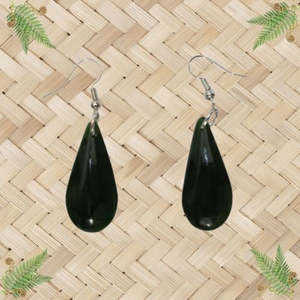 NZ Greenstone Drop Earrings - 31mm