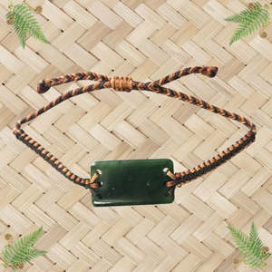 NZ Greenstone Bracelet with Braided Cord -37mm