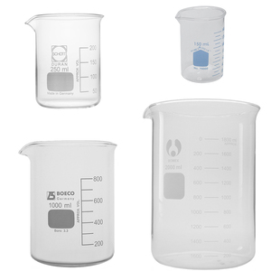 BEAKERS GLASS: 50ml to 5L
