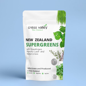 Barley Grass: Cress Valley Organic New Zealand Super Greens with Kawakawa, Manuka Leaf & Watercress 100g | Proudly 100% Grown & Produced in New Zealand
