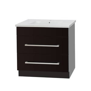 OJOS 900 Double Drawers Floorstanding Vanity – White/Black