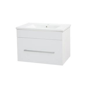 Bathroom Furniture Crown Bathrooms: OJOS 600 Single drawer PVC Wall Hung Vanity – White/Black