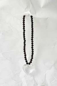 Clear Heart and Smokey Quartz Necklace