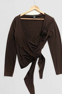 Y2K Chocolate Brown Rosette Wrap (M-L)