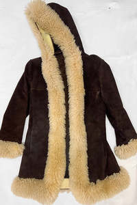 Something Special: 70s Shearling + Suede Hooded Coat