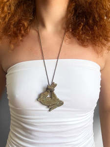 Fashion: Rabbit Ceramic Necklace - Brown String