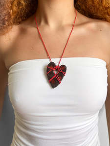 Heart Ceramic Necklace - Red String