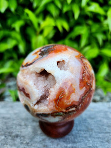 Products: Red moss agate sphere with sparkly druzy (high-quality) CrystaLandnz