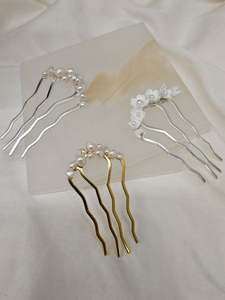 Eden - freshwater pearls or polymer clay flowers U shaped hair pins