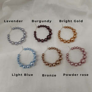 Bridesmaids: Ashley - crystal pearl beads silver-tone round hoop earrings