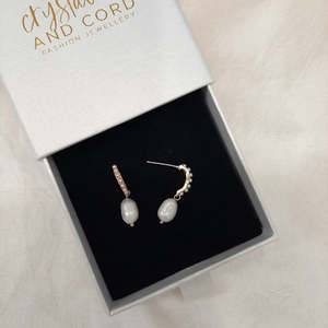 Hoop Heaven: Taylor petite - Ivory natural cultured freshwater pearls partial hoop and pearl drop earrings
