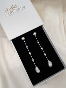 Cascading Cool: Danielle earrings - crystal pearls or freshwater pearls Boston thread cascading stud earrings in two lengths