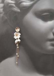 Cascading Cool: Nigella - flower and pearl cascading earrings