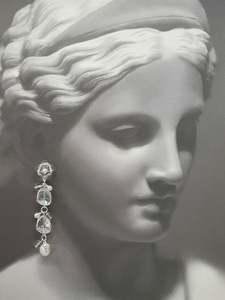 Champagne Ice: Elsa - natural cultured freshwater pearls and crystal clear glass beads cascading drop earrings