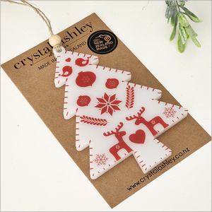 Products: Hanging Ornament Printed : Tree 17 (Red Deer) (ont17)Satin Acrylic Ornaments