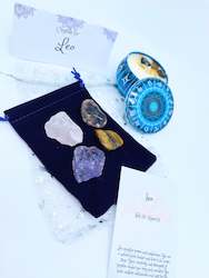 Zodiac candle and crystals gift set.