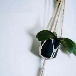 Macrame Plant Hangers: Long Two-Pot Macrame Plant Hanger.