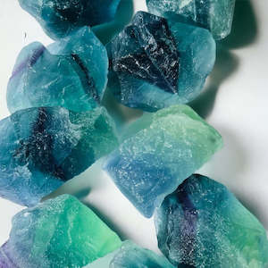 Rough Raw Crystals: Rough Blue Green Fluorite.