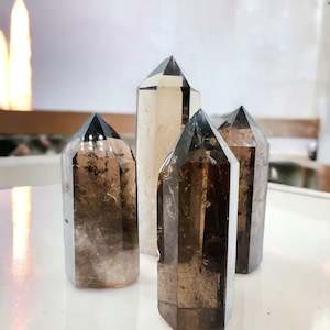 Crystal Points Spheres Clusters: Smoky Quartz Points