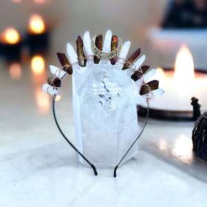 Crystal Crowns And Head Bands: Crystal Crowns Bronze Crescent Moon.