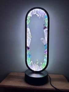 Usb Light Bases: Fluorite & Clear Quartz Lamp (resin coated)