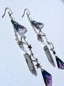 Jewellery: Celestial fairy earrings with silver quartz earrings