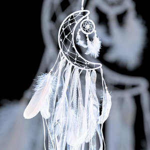 Dream Catchers: White Crescent Moon Dreamcatcher