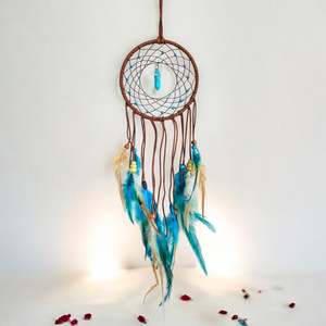 Dream Catchers: Turquoise & Tan Round Dreamcatcher
