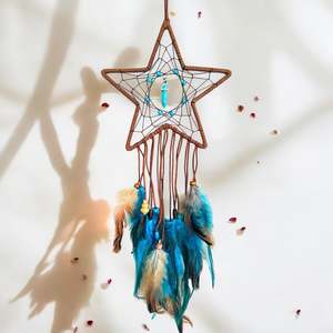 Dream Catchers: Turquoise & Tan Star Dreamcatcher.