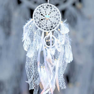 Dream Catchers: White Double Ring Dreamcatcher.