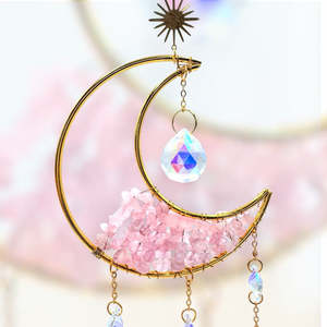 Sun Catchers: Crescent Moon Crystal Chip Suncatcher.