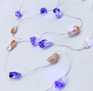 Usb Light Bases: Amethyst & Citrine Crystal Fairy Lights 2M Cool.