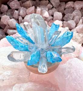 Clear Quartz & Blue Aura Quartz Lamp/SM