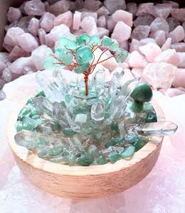 Crystal Cluster Lamps: Green Aventurine & Clear Quartz Cluster Lamp /LG
