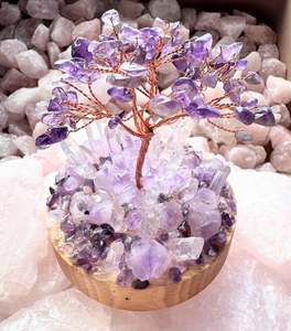Amethyst Tree Clear Quartz Cluster Lamp /LG