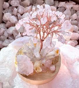 Rose Quartz Tree with Citrine Cluster Lamp/LG