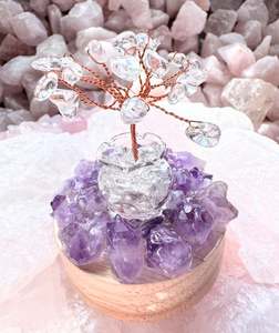 Crystal Cluster Lamps: Clear Quartz tree & Amethyst Cluster Lamp/SM