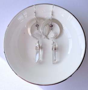 Earrings: Moon & Sun Aura Quartz Earrings