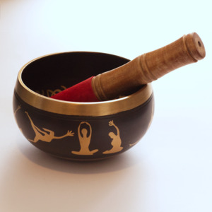 Tibetan Bowls: Tibetan Singing Bowl - Yoga Poses with Stick 12cm x 5.5cm