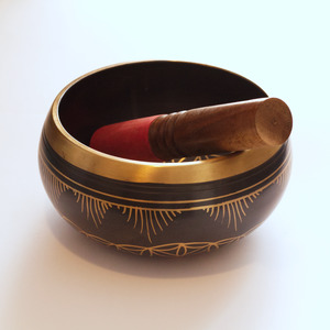 Tibetan Singing Bowl - Brass Flower of Life (Black) 15cm