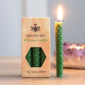 Candles: Blessed Bee Green Beeswax Spell Candles for Luck