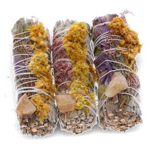 Smudge Sticks: SMUDGE STICK - White Sage & Sunflower with Citrine 10cm