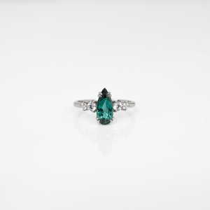 Teal Tourmaline Silver Ring