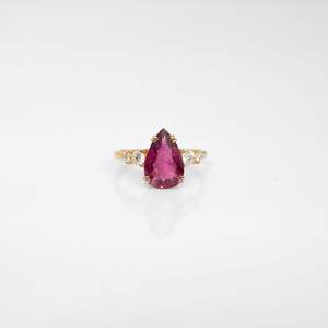 Jewellery: Brazilian Rubellite & Lab Diamond 14K Gold Ring