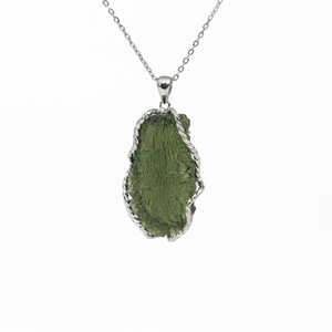 Moldavite: Moldavite Silver Pendant - Large