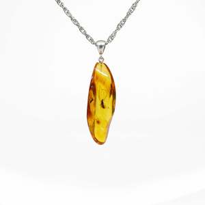 Silver Pendants: Amber Silver Pendant with Insect Inclusion