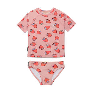 Lucky Days Ss25 26: SHORT SLEEVE RASH SET Strawberry Splash