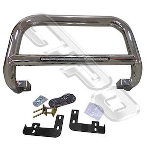 Toyota Hilux 2005: 8128190-75  - FRONT NUDGE BAR - WITH SINGLE LED BAR - POLISHED - TO SUIT TOYOTA HILUX 2005-15